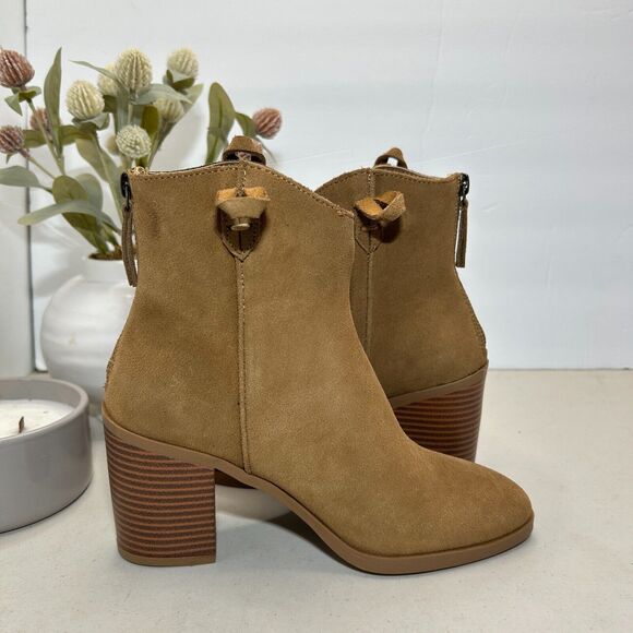 Mia Rhys Heeled Suede Bootie Leather Pull On Brown Women's US 6M NWOB - Picture 5 of 10